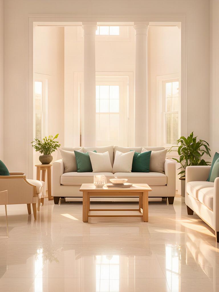 Bright Lodi living room with polished floors, fresh cushions, and sunlight after a professional cleaning