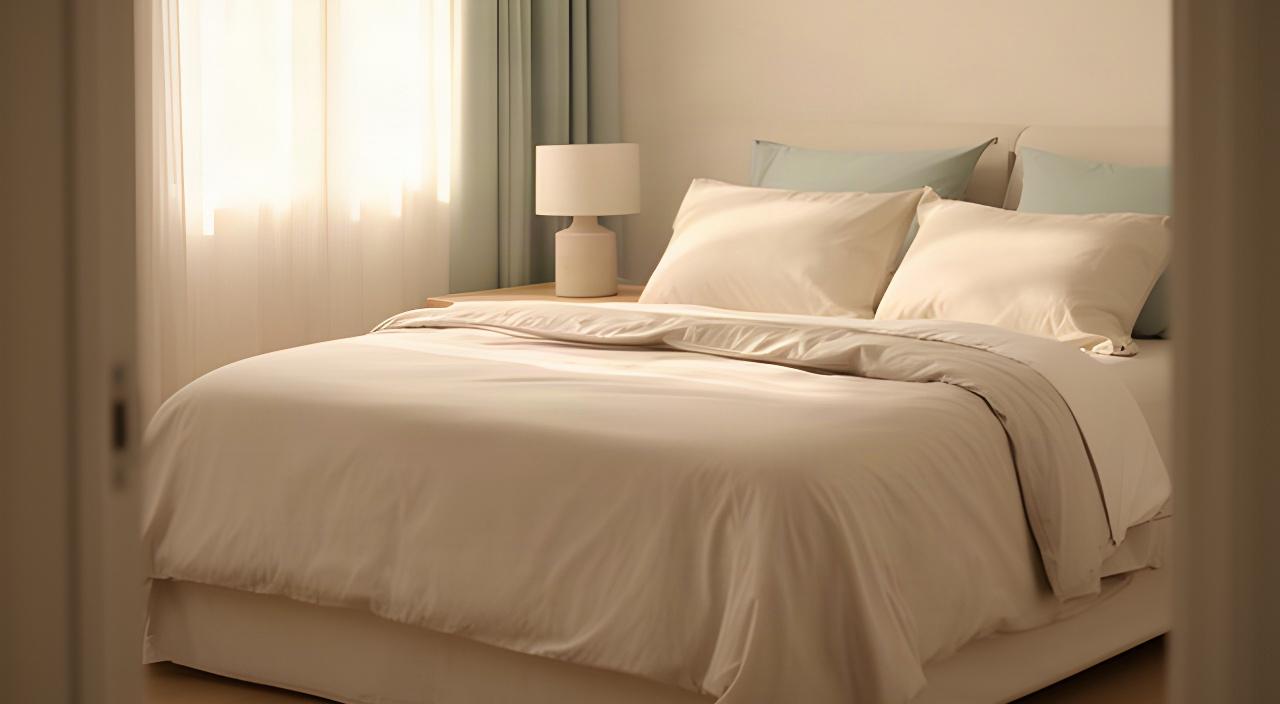 Calm cleaned bedroom with smooth bedding, dust-free surfaces, and an uncluttered nightstand